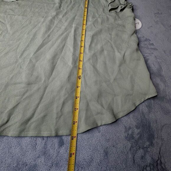 Milk & Honey Sz 3X Women's Blouse Army Green Flutter Ruffle Sleeve Top Shirt - Picture 11 of 13